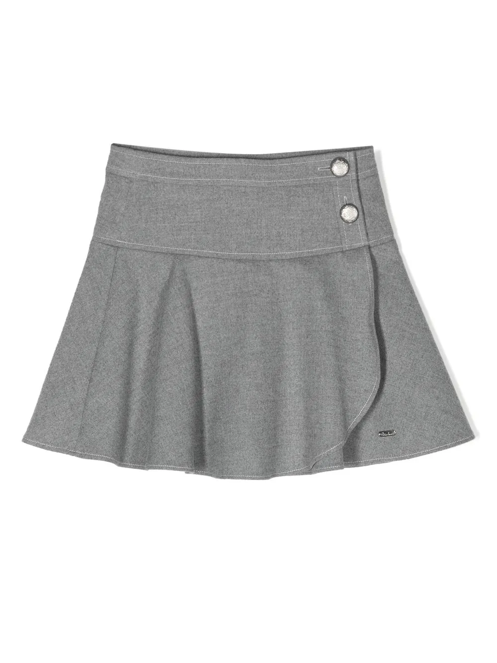 Patachou Pleated Flannel Skirt In Grey