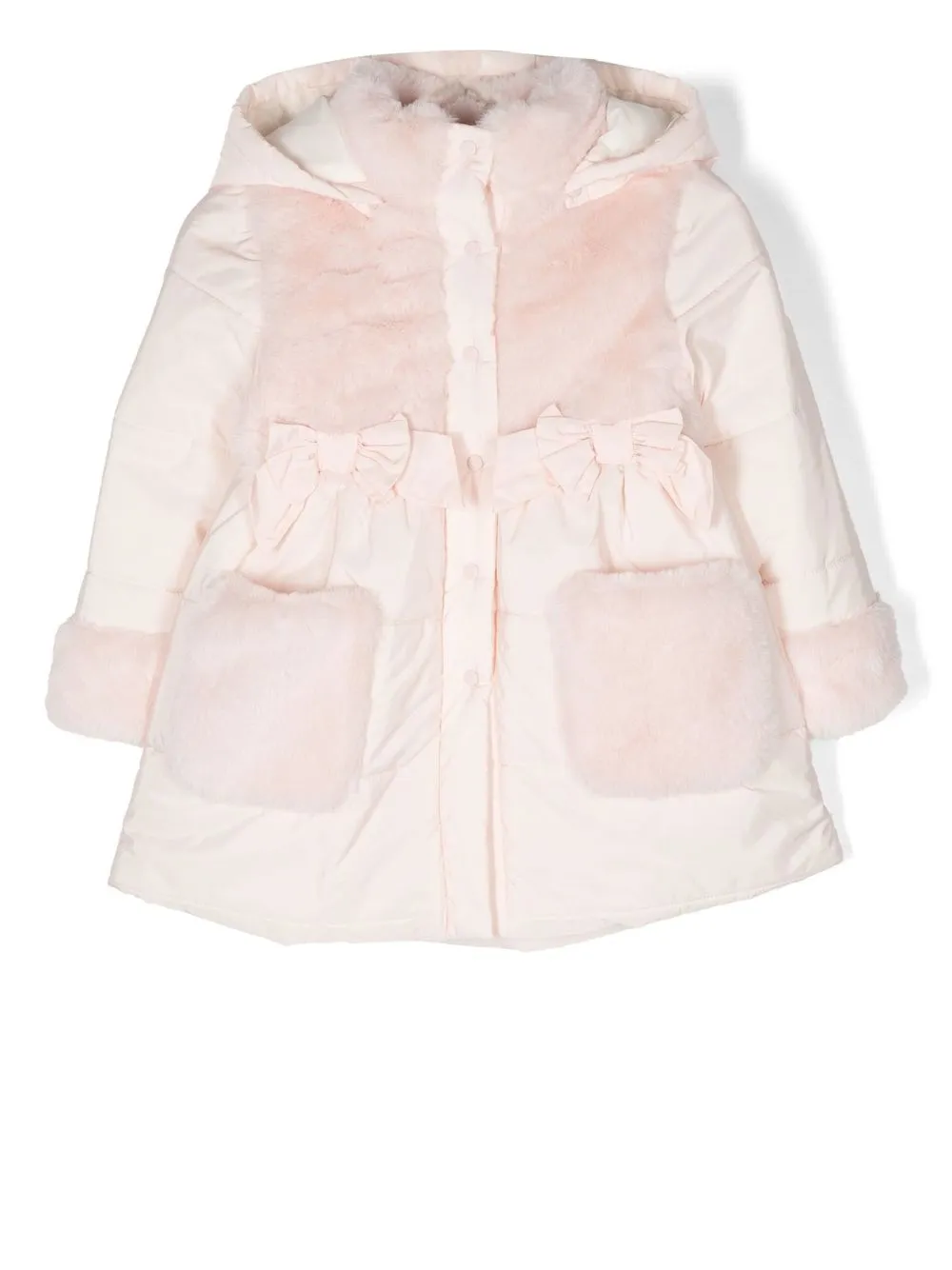 

Patachou bow-detail hooded coat - Pink