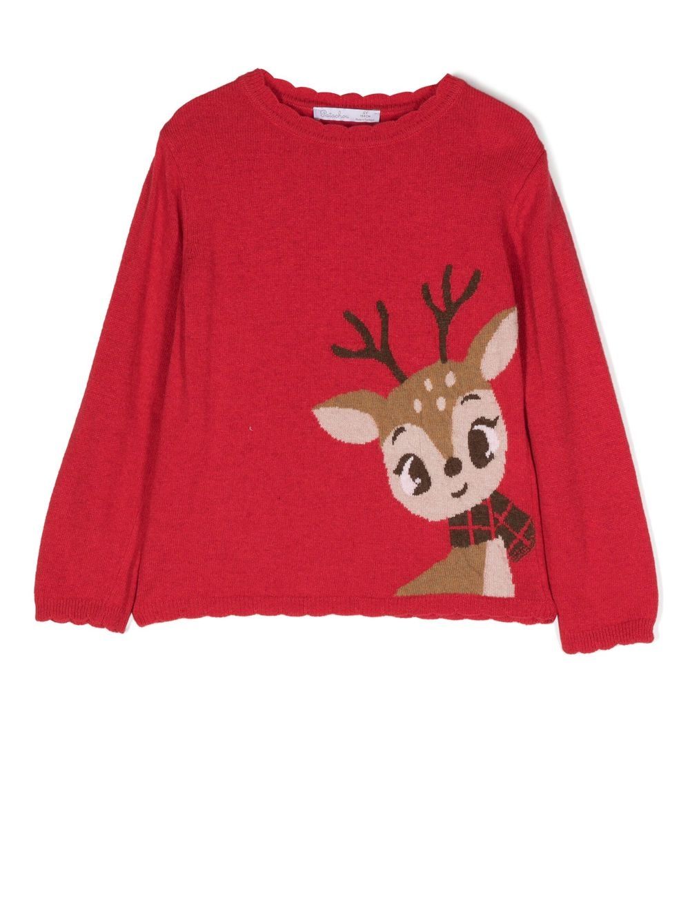 Patachou Reindeer-knit Jumper In Red