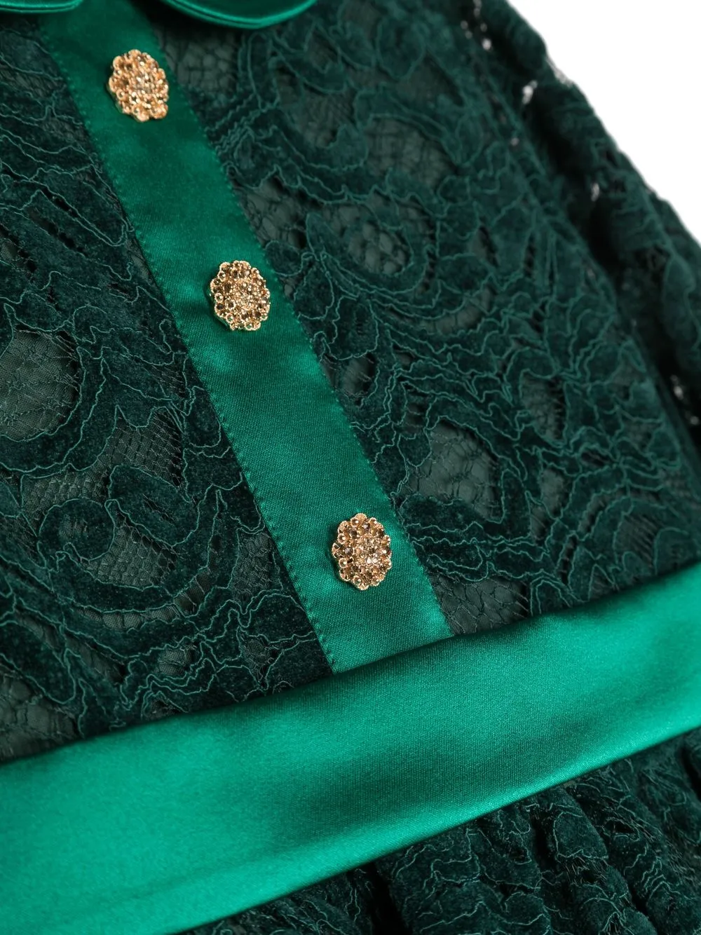  Patachou Lace Long-sleeve Midi Dress - Green 
