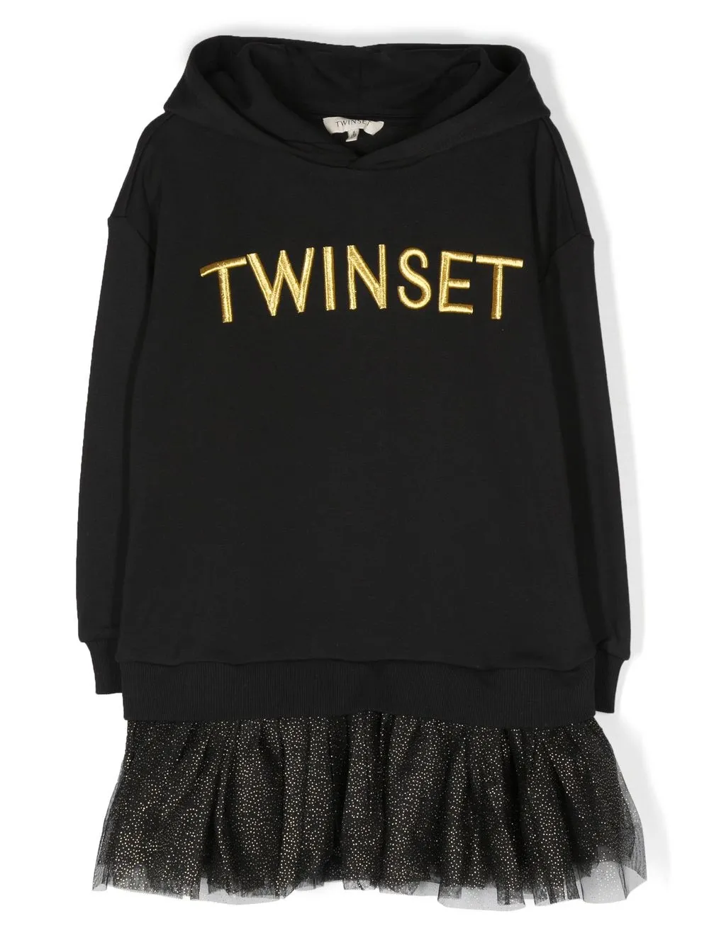 

TWINSET Kids vestido con capucha y logo bordado - Negro