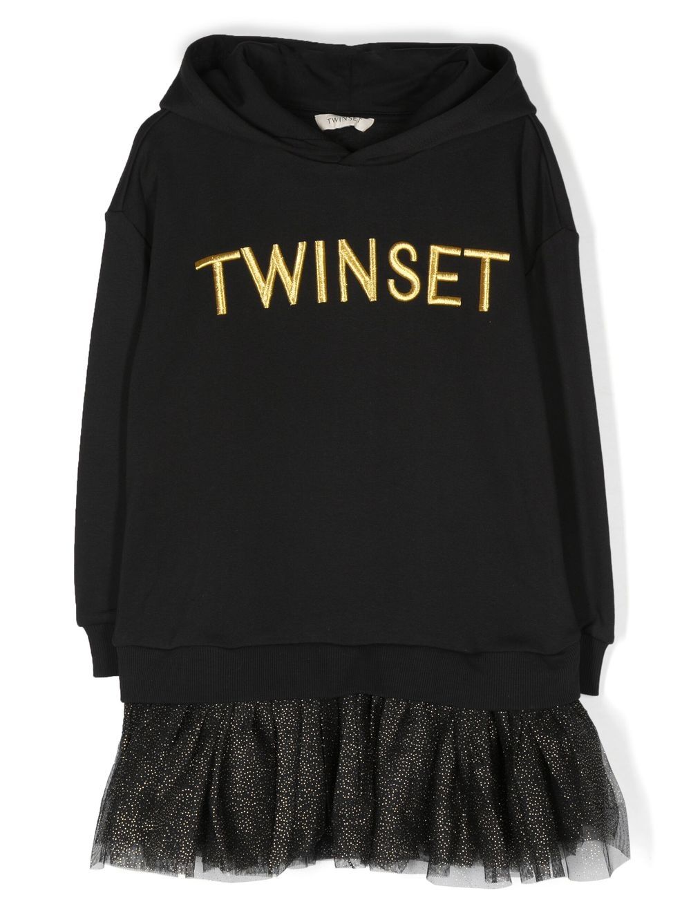 

TWINSET Kids embroidered-logo hooded dress - Black