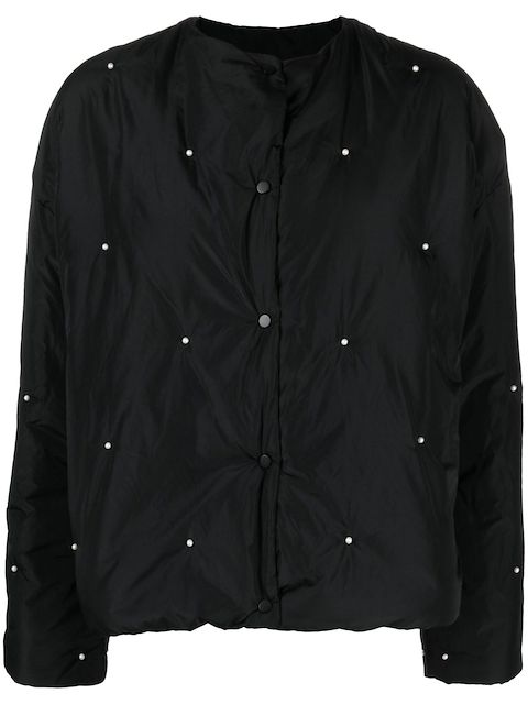 Sleeper Black Faux Pearl Detail Padded Jacket