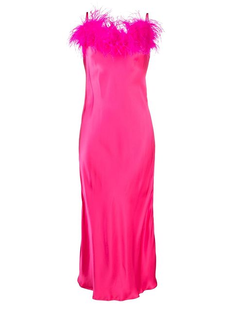 Sleeper Pink Feather Trim Sleeveless Dress