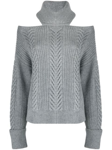 PAIGE cold-shoulder cable-knit jumper