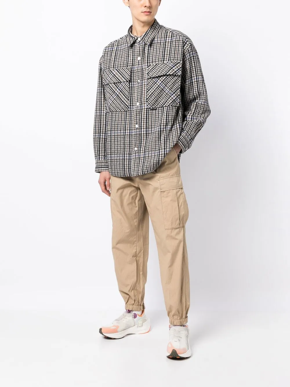 izzue Geruit shirtjack - Zwart