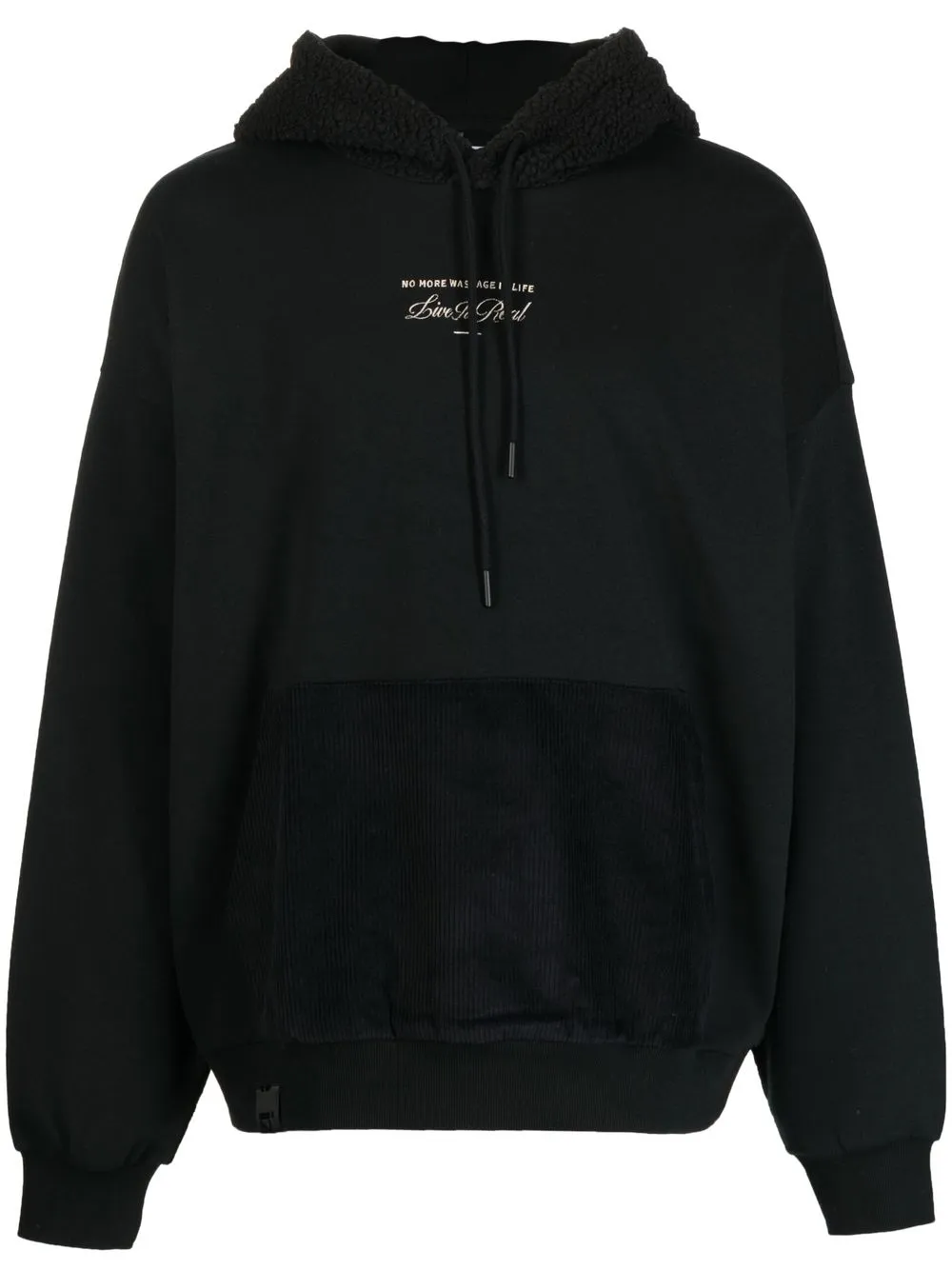 

izzue slogan-embroidered hybrid hoodie - Black