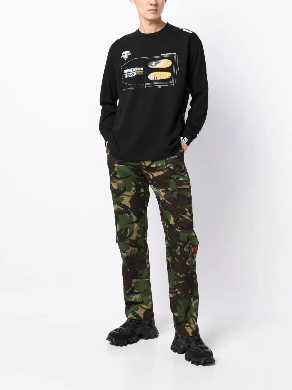 AAPE BY *A BATHING APE® T-shirt met print - Zwart
