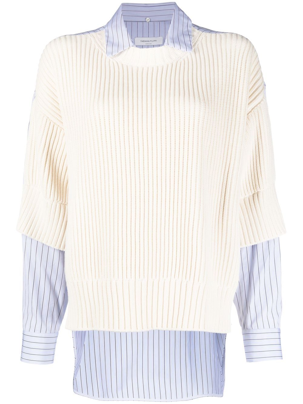 Fabiana Filippi rib-panel stripe-print shirt - Neutrals