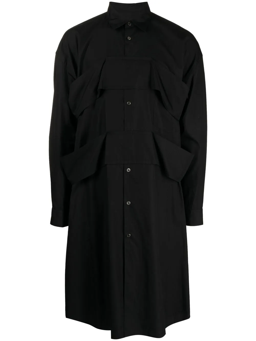 

Comme Des Garçons Homme Plus flap-trimmed long shirt - Black
