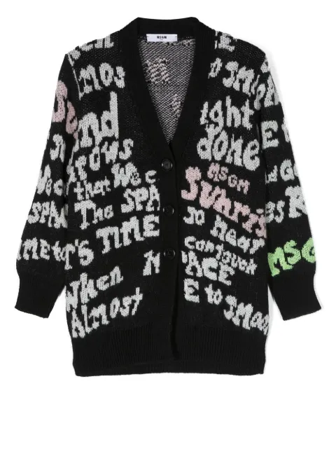 MSGM Kids logo intarsia-knit cardigan