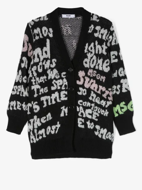 MSGM Kids logo intarsia-knit cardigan