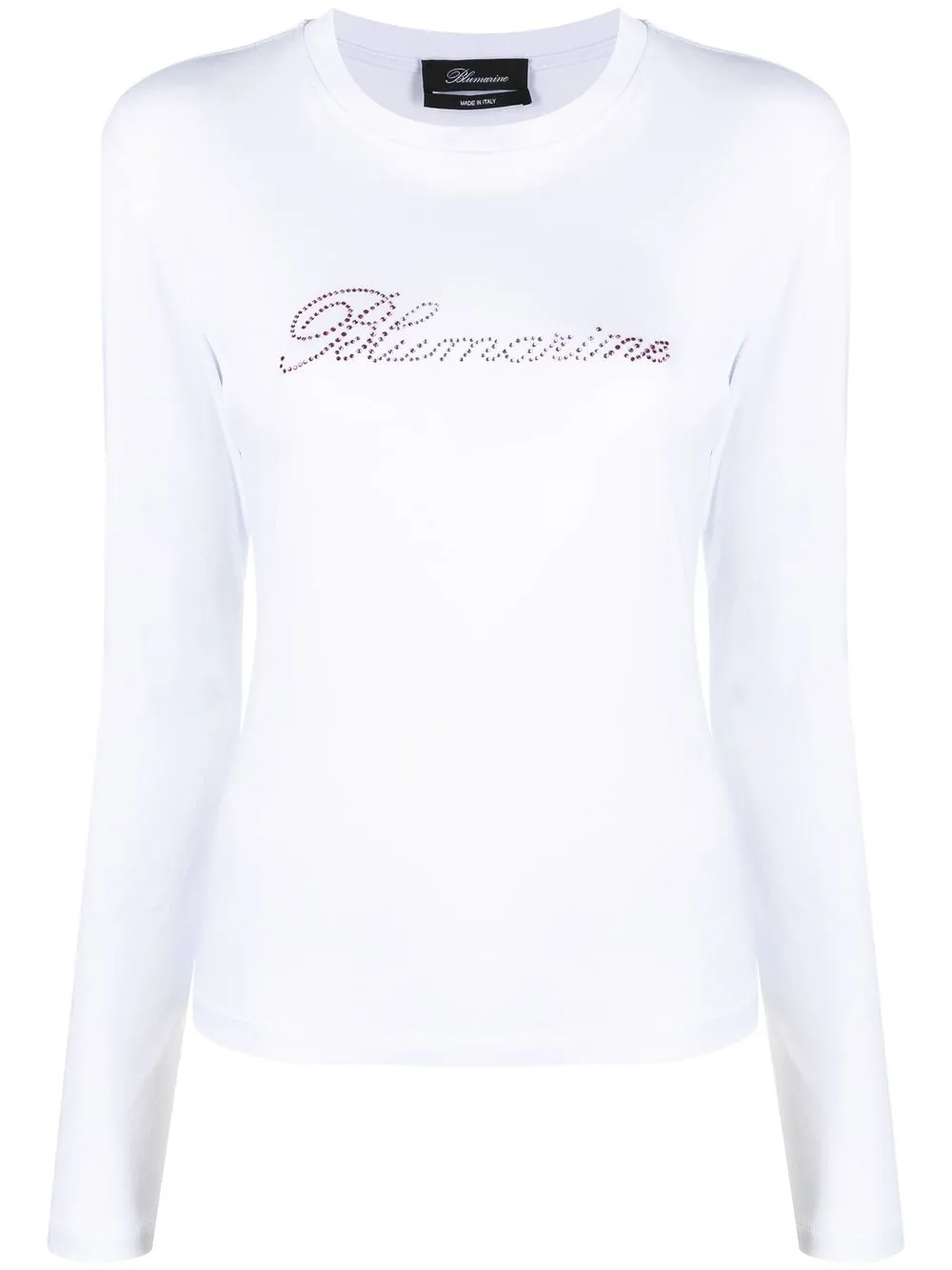 

Blumarine playera manga larga con logo de strass - Blanco