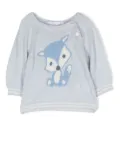 Patachou brushed-knit fox jumper - Blue