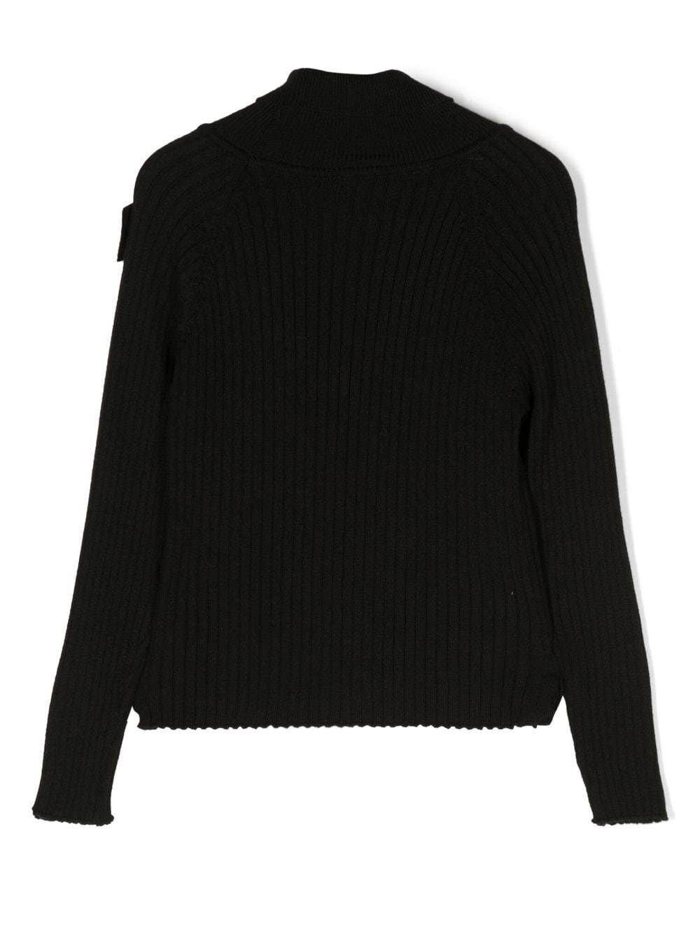 Shop Patachou Ribbed-knit Bow-detail Jumper In Black