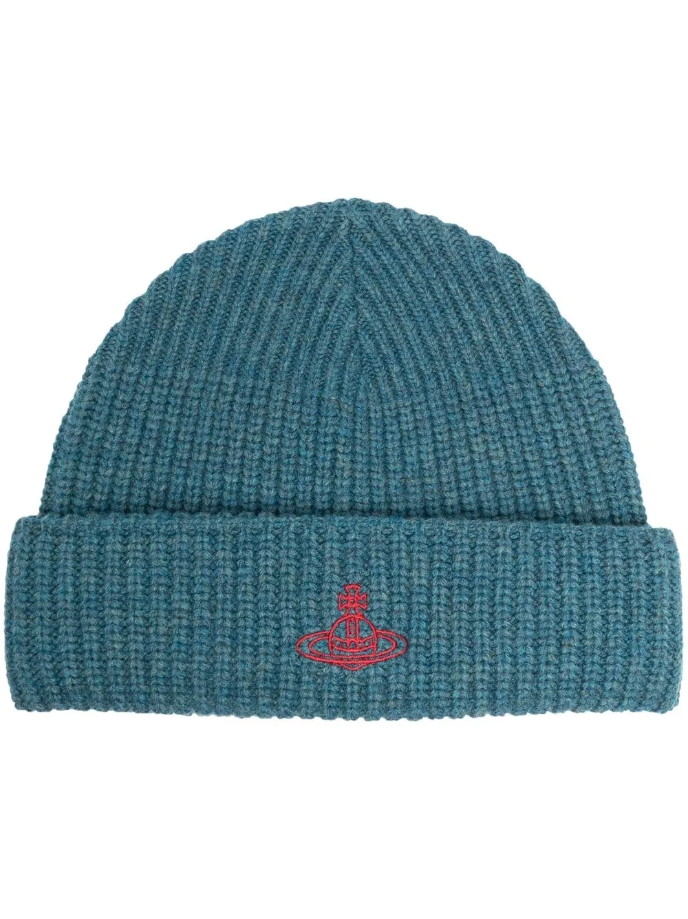 

Vivienne Westwood Orb-embroidery ribbed-knit beanie - Blue