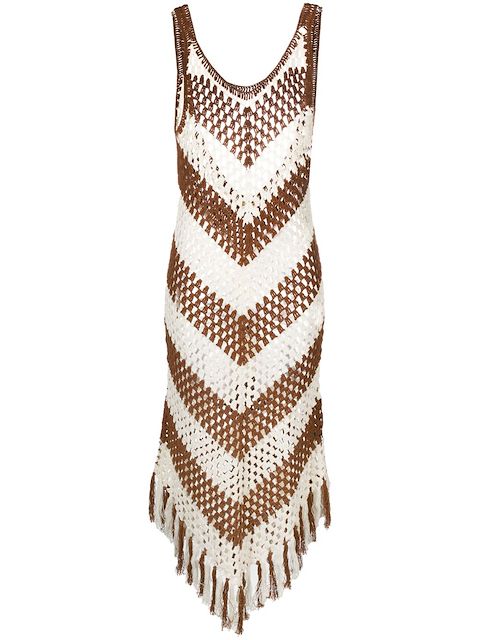 Dodo Bar Or crochet fringed midi dress