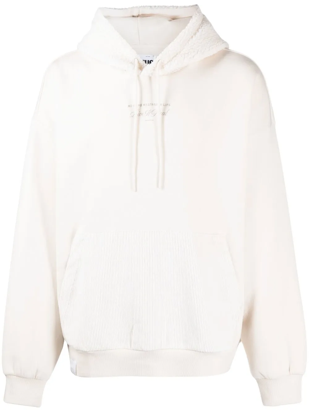 

izzue slogan-embroidered hybrid hoodie - White