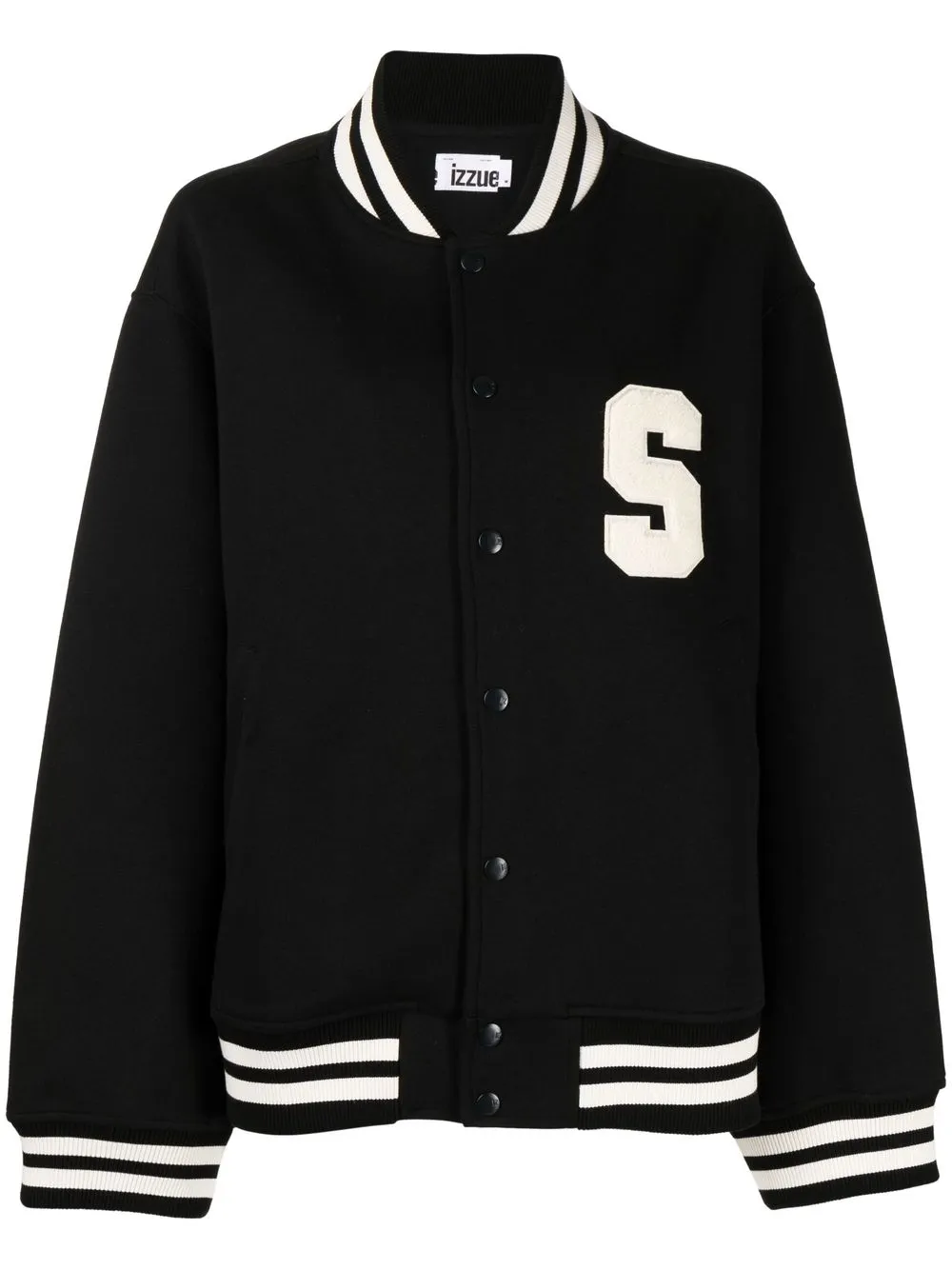 

izzue logo-patch varsity bomber jacket - Black