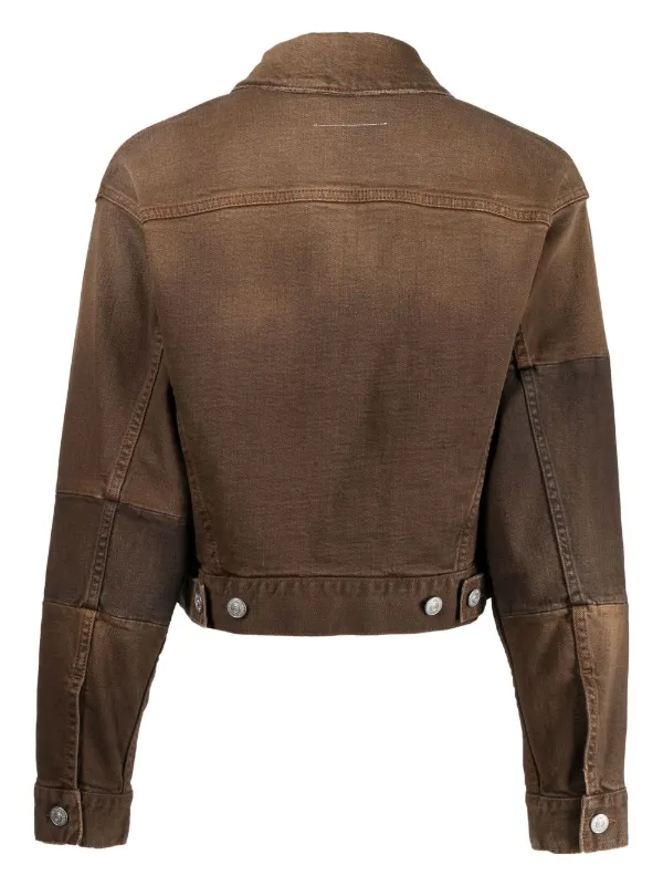 MM6 Maison Margiela Cropped bleach-wash Jacket | Brown