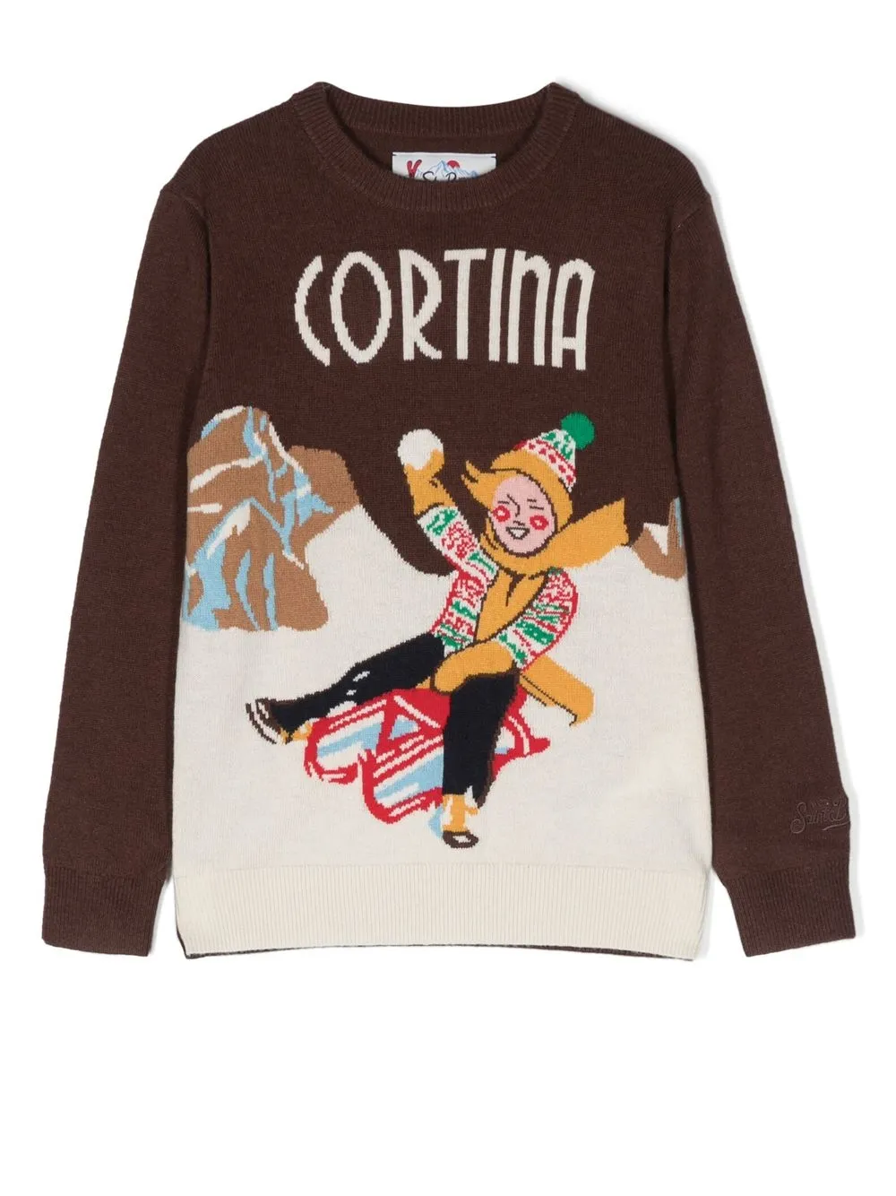 

MC2 Saint Barth Kids intarsia-knit crew neck jumper - Brown