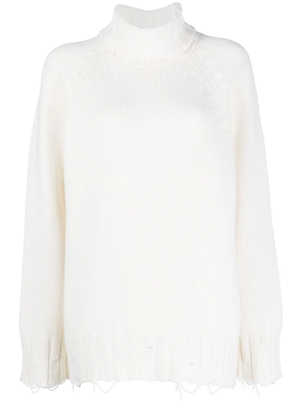 

Malo roll neck cashmere distressed jumper - White