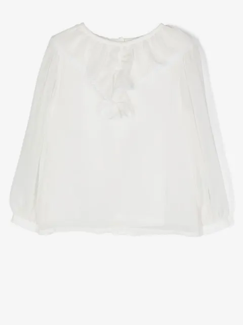 Patachou ruffled-collar chiffon blouse