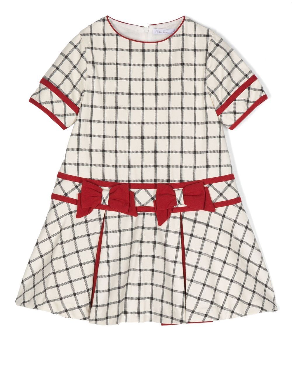 Patachou Kids' Interlock Check-print Midi Dress In Neutrals