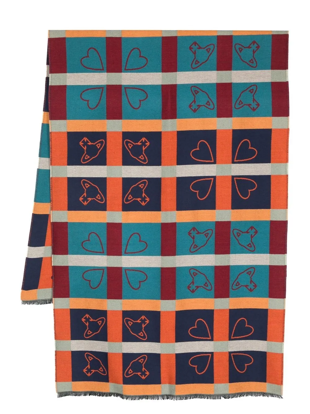 

Vivienne Westwood Orb-logo intarsia-knit scarf - Orange