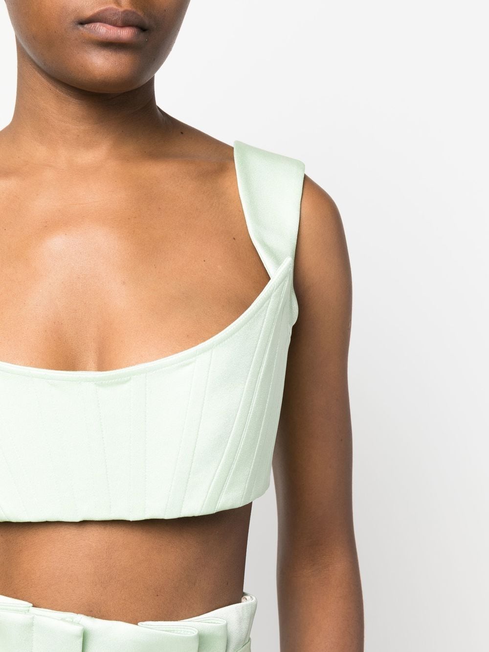 Shop Alex Perry Wide-strap Structured Cropped Top In Green