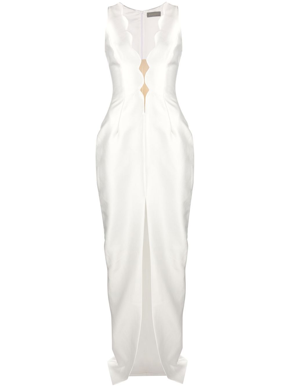 plunging scallop-detail gown