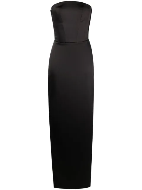 lace-up detail strapless gown