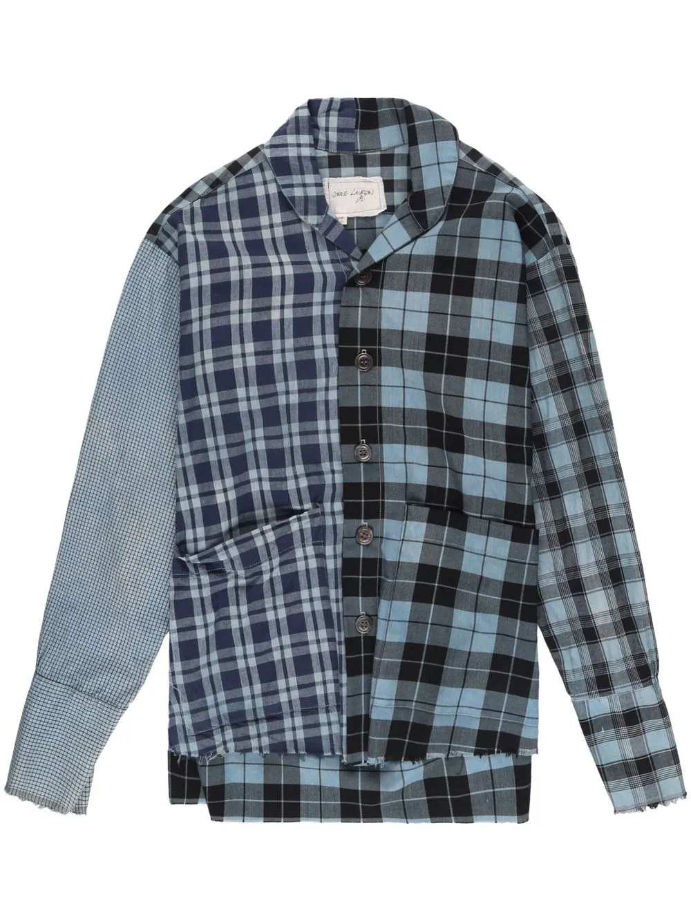 

Greg Lauren plaid shawl-collar shirt - Blue