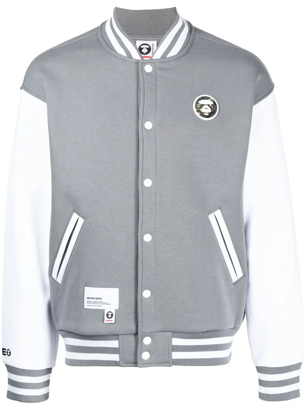 

AAPE BY *A BATHING APE® logo-patch Varsity jacket - Grey