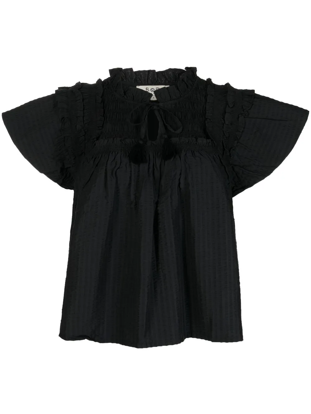 

Sea blusa Sevyn con volantes - Negro