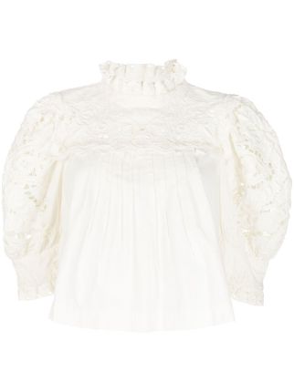 Sea lace-detail puff-sleeve Blouse - Farfetch