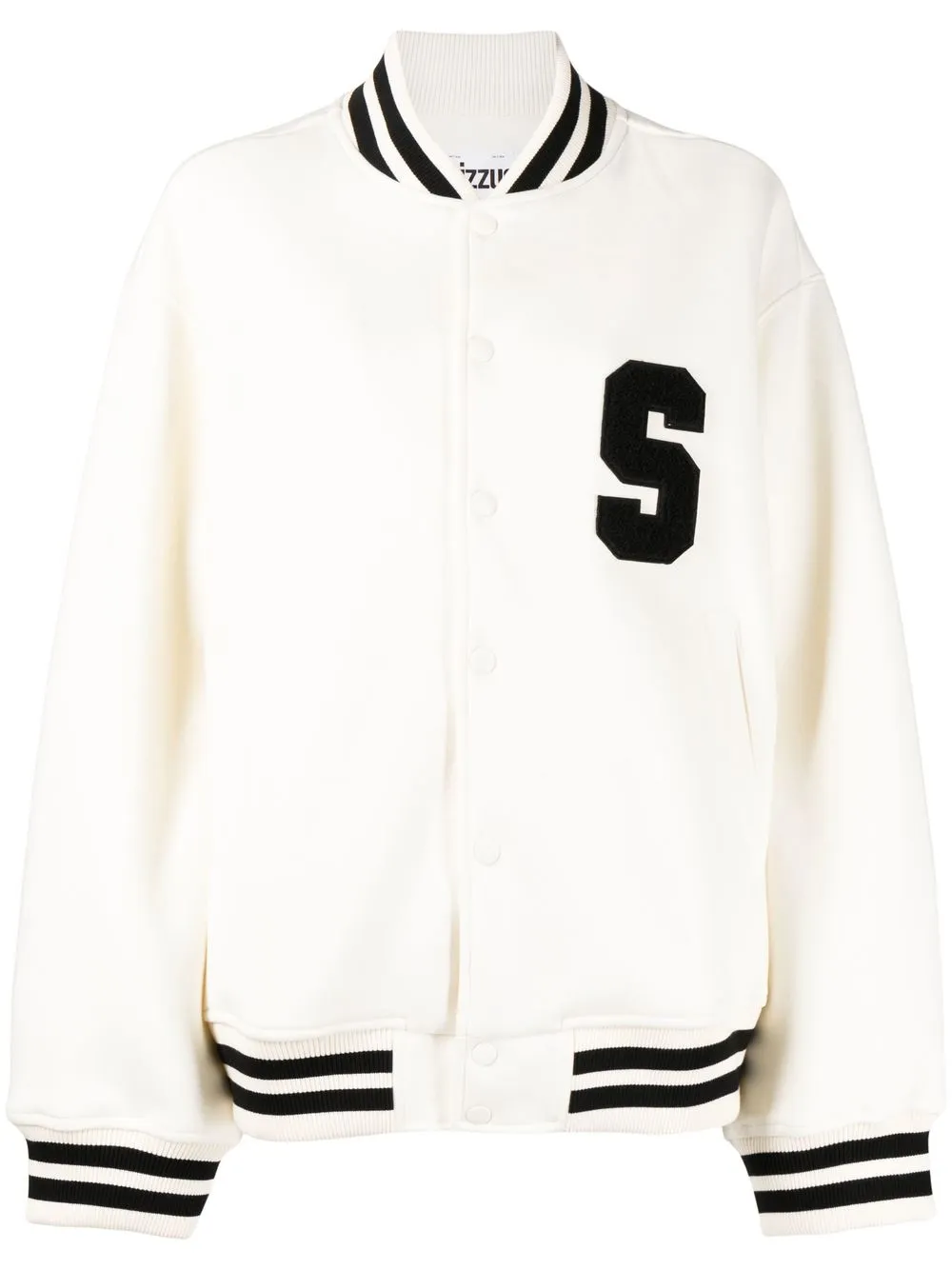 

izzue logo-patch varsity bomber jacket - White