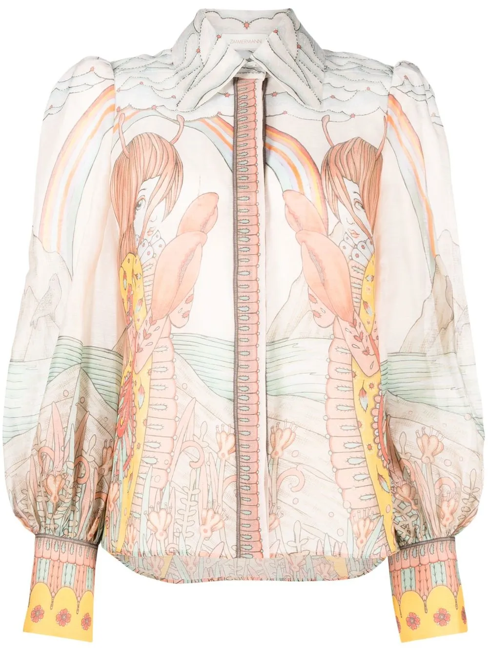 

ZIMMERMANN graphic-print silk shirt - White