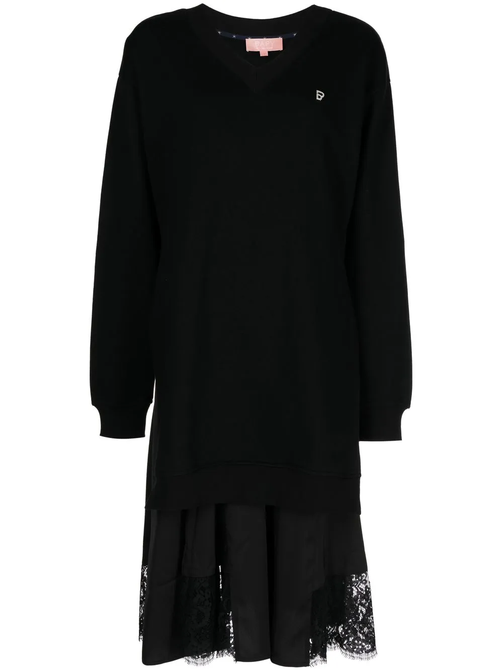 

BAPY BY *A BATHING APE® lace-trim layered jumper dress - Black