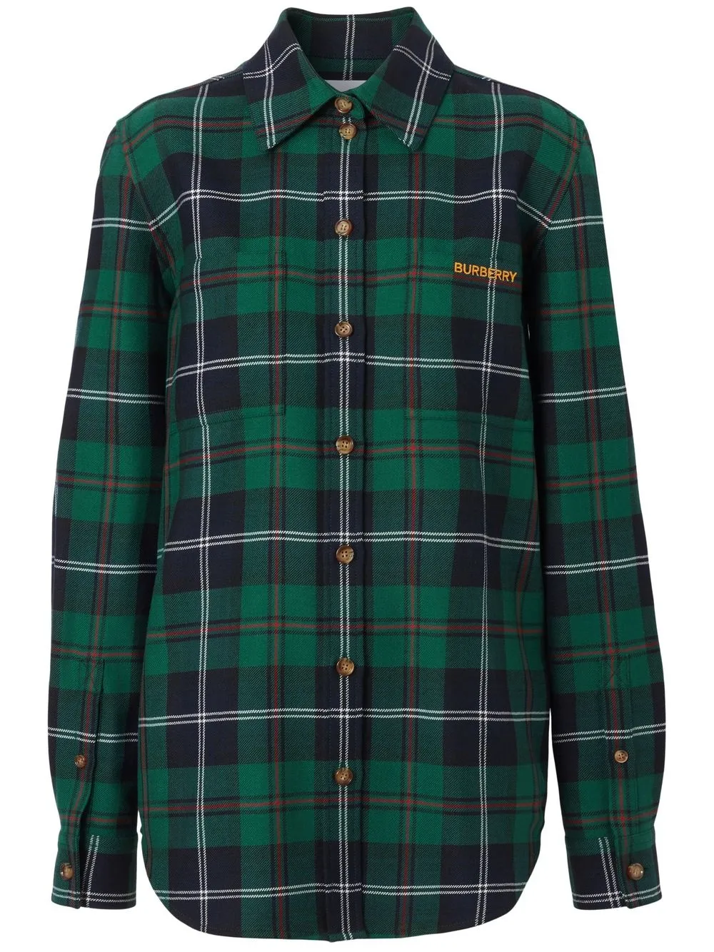 

Burberry tartan-print embroidered-logo shirt - Green