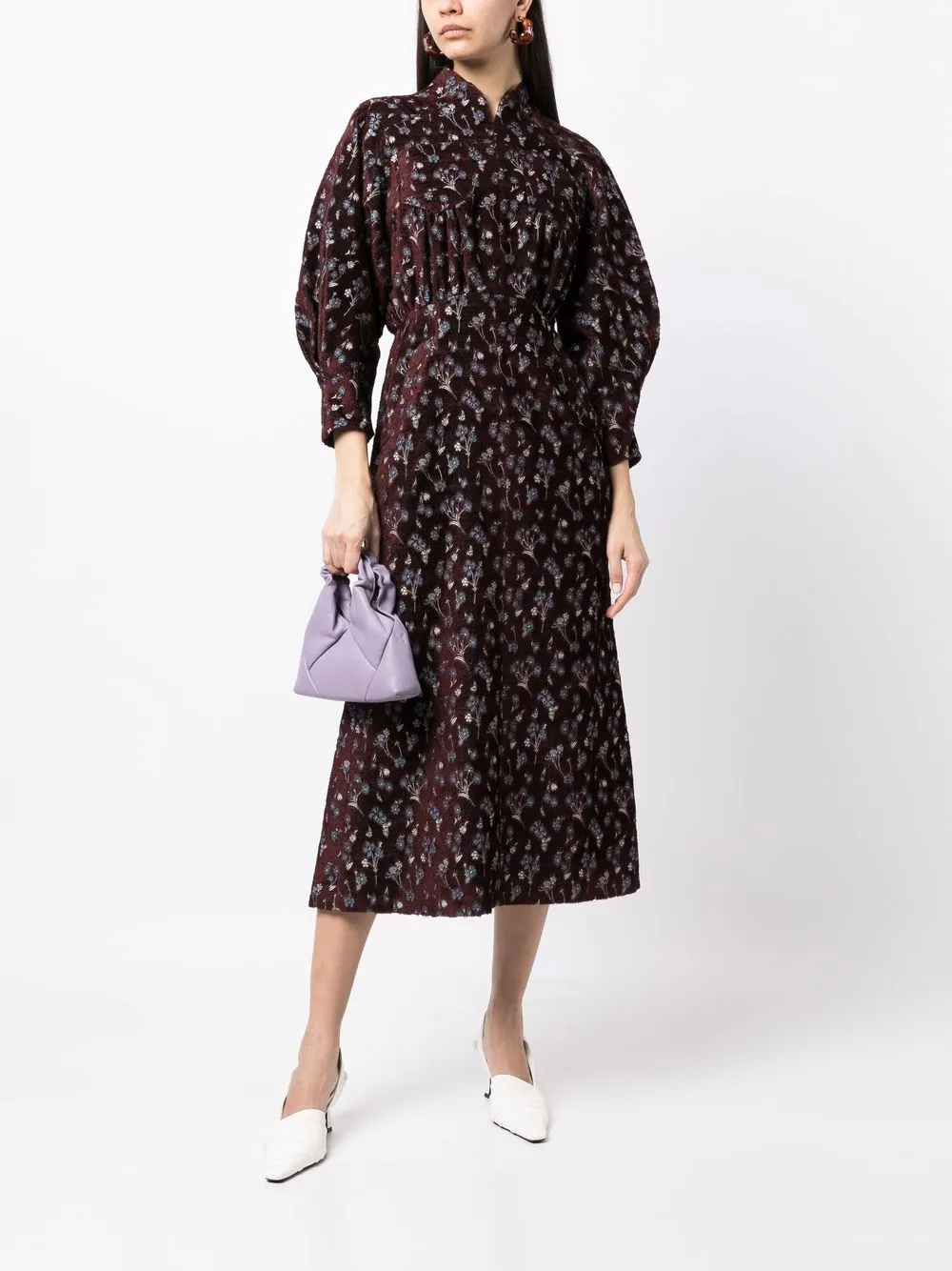 floral-print puff-sleeve dress