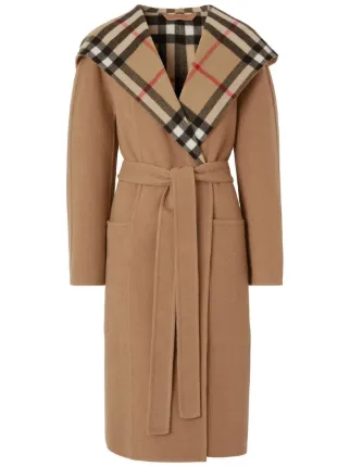 Burberry Casaco Transpassado Com Detalhe Xadrez Marrom FARFETCH BR