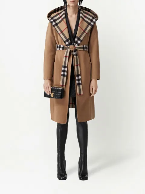 Burberry checked-detail wrap coat 8061004 - 1