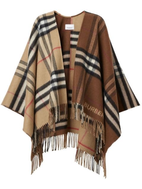 Burberry Contrast check fringed cape