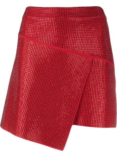 ANDREĀDAMO asymmetrical crystal-studded wrap skirt