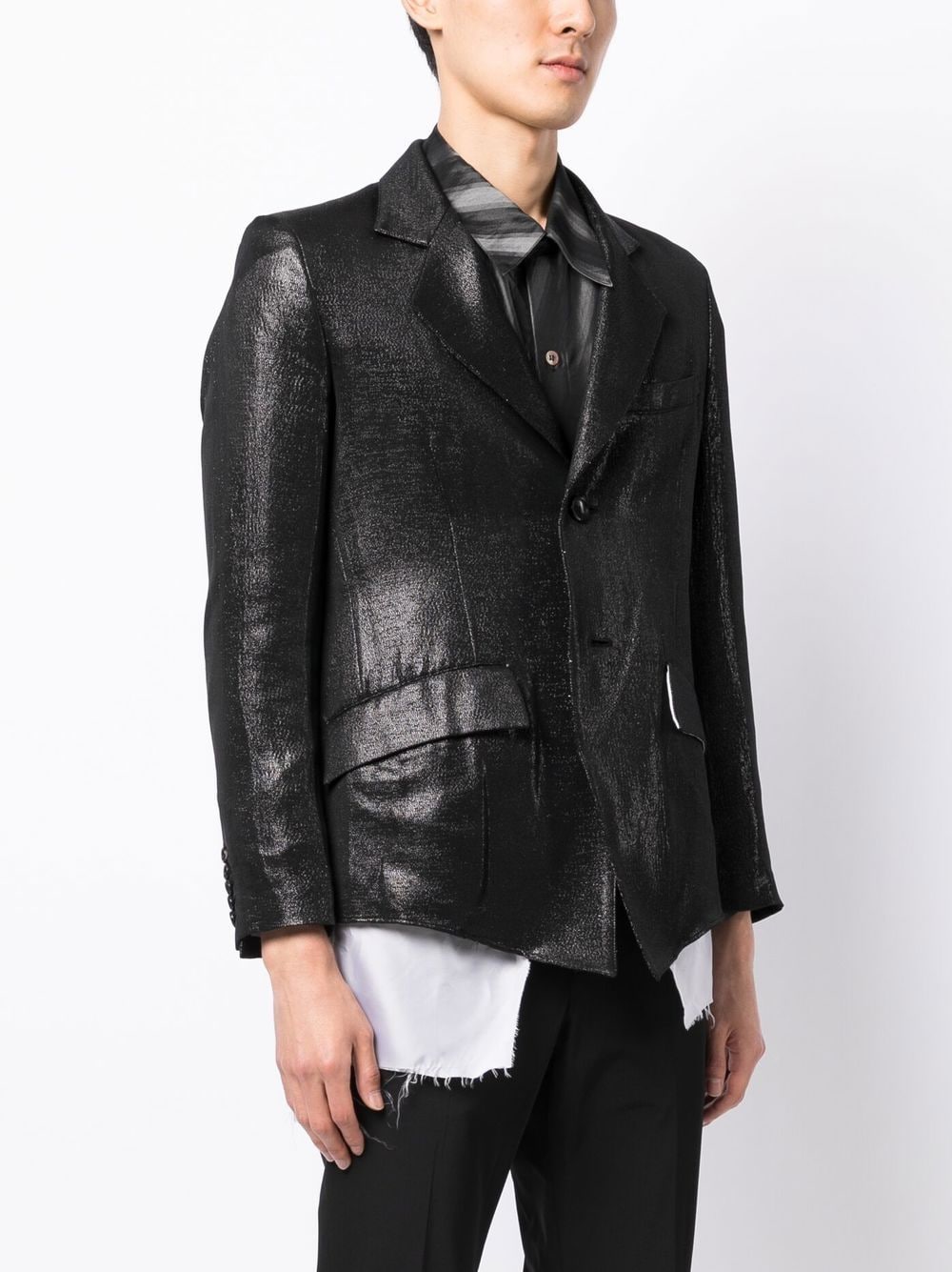 Shop Sulvam Metallic-sheen Layered Blazer In Black