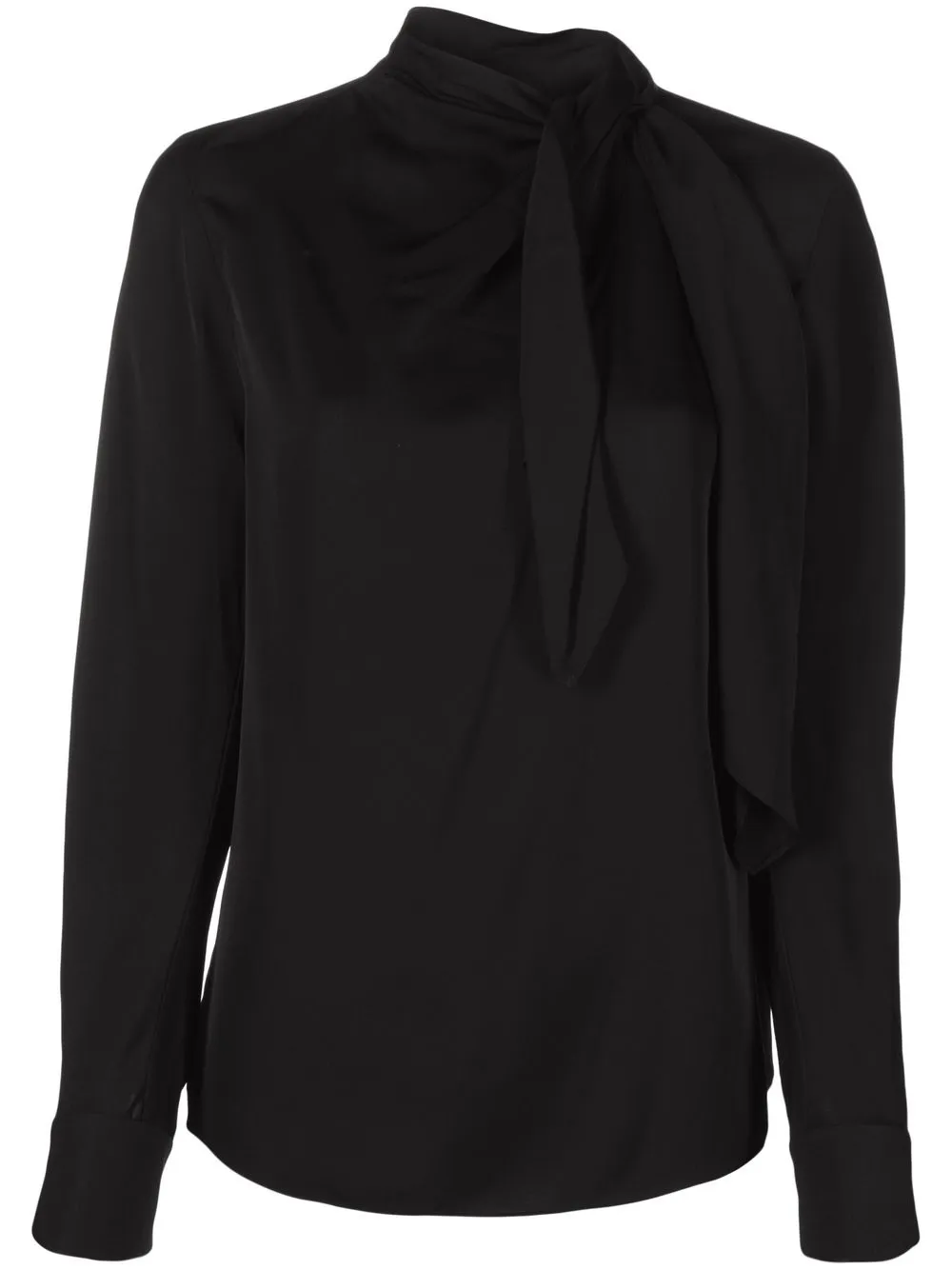 

Theory blusa de seda con cuello drapeado - Negro