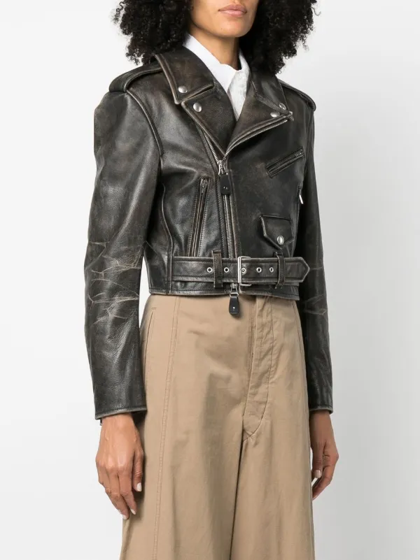 cropped leather moto jacket