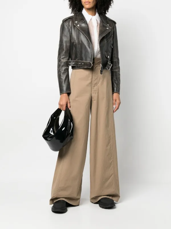 Marni Faded Leather Crop Biker Jacket