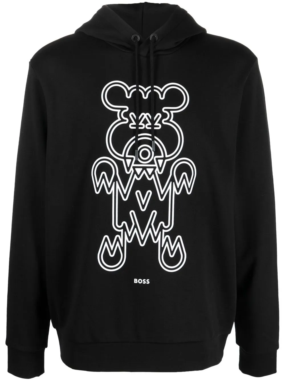 

BOSS logo-print drawstring hoodie - Black